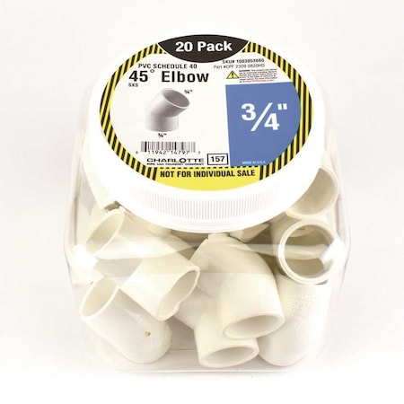 Charlotte Pipe And Foundry Charlotte Pipe 3/4 in. PVC Elbow S x S, 20PK PVC 02309 0820HD